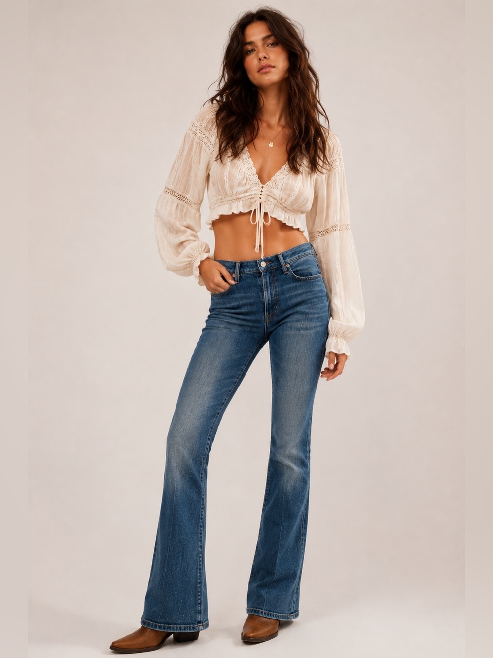 Mother The Tripper Mid Rise Flare Jeans Light Wash Size 28